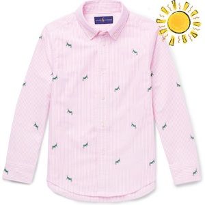 Polo Ralph Lauren - Boys Embroidered Striped Cotton Oxford Shirt